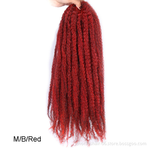 Wholesale Twist Afro Kinky Curly Marley Braids Crochet Braid Yaki Hair Bulk Synthetic Braiding Hair Extensions  For Woman